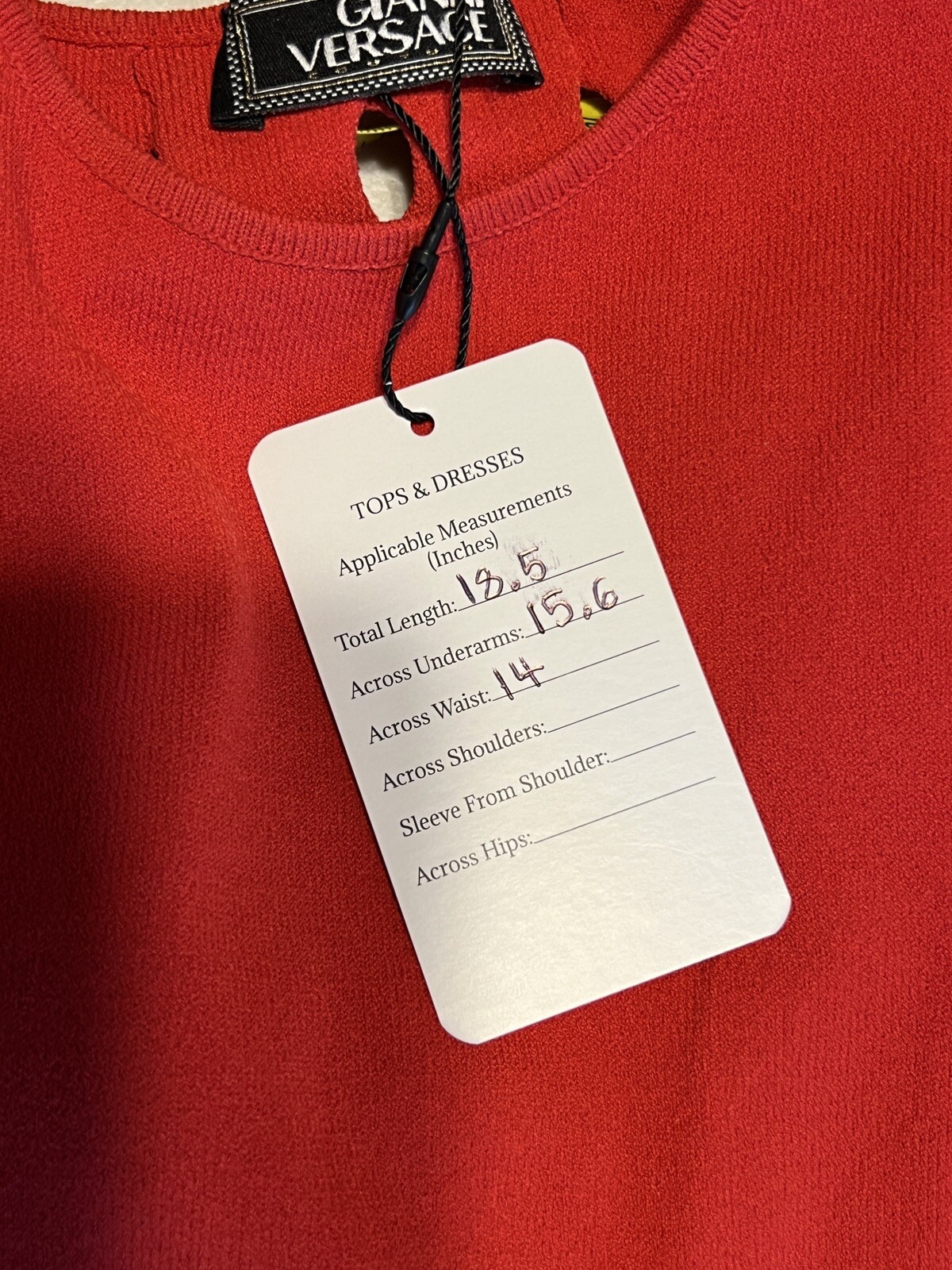 Vtg Gianni Versace 2002 Red Perforated Back Stretch Top M
