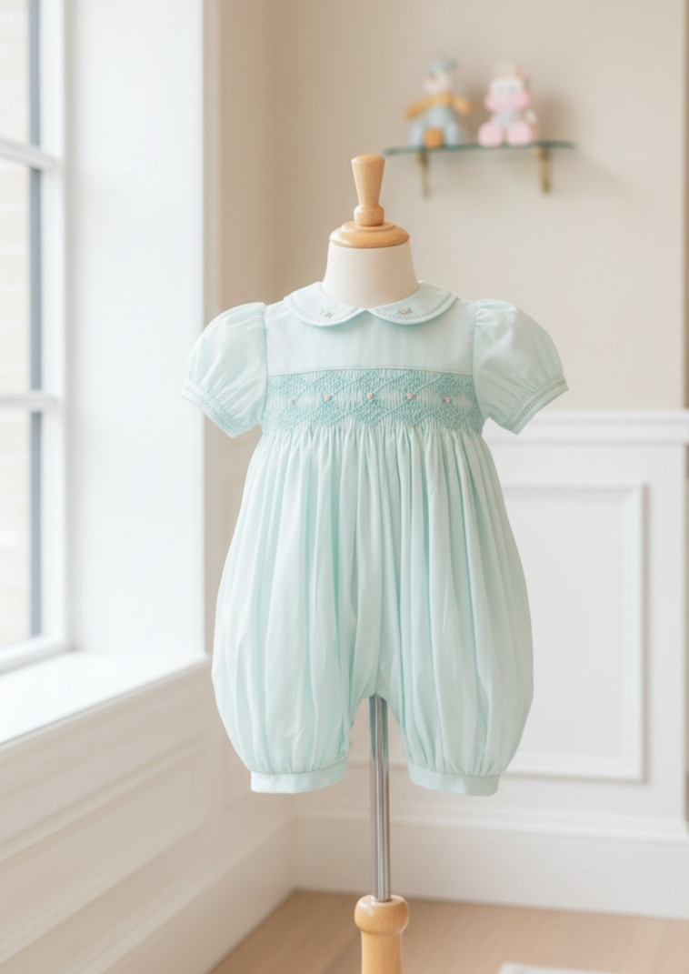 NWT Petit Ami Mint Green Smocked French Bubble Romper 9M 9 M Baby Girls