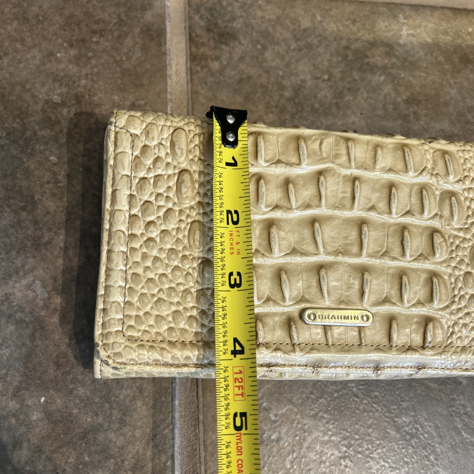 BRAHMIN MELBOURNE TAN BROWN CROC EMBOSSED LEATHER LARGE WALLET 7.75×4.5”