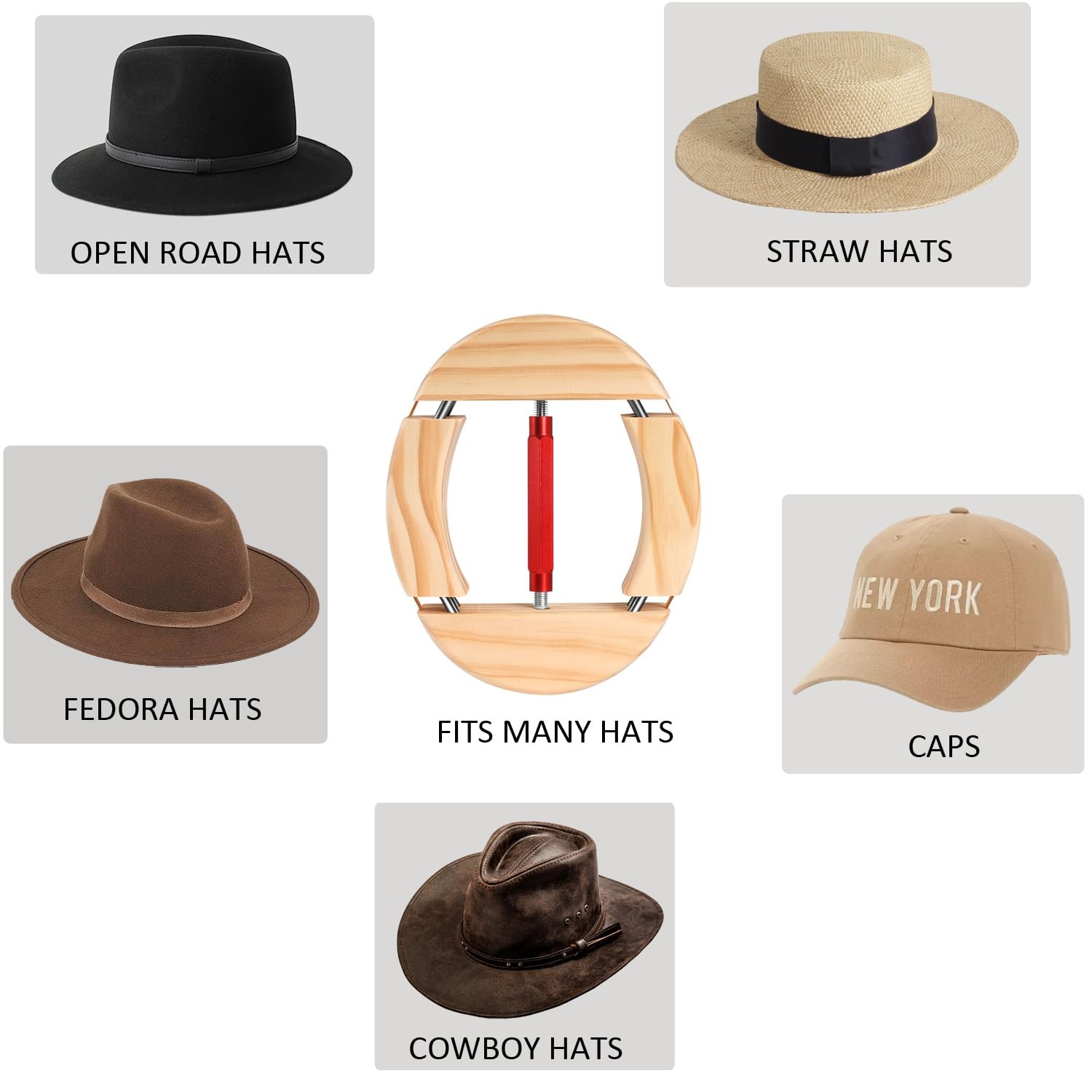 Nahrtly Hat Stretcher 4 Way for Fitted Hats Fitted Hats Size 6 7/8 to 8 1/2 W…