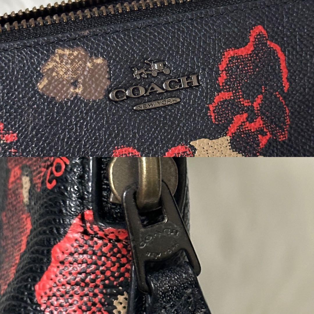 COACH Leather Pouch Multi case Allover Pattern Logo Black