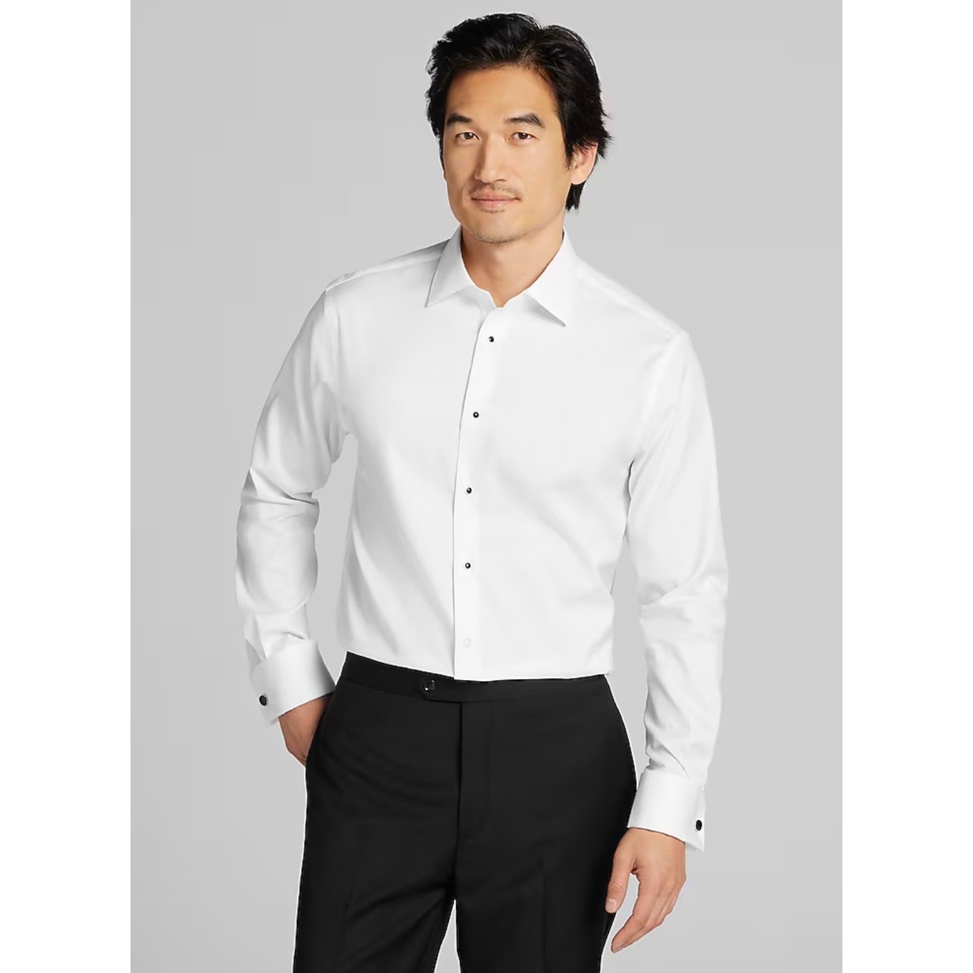 Pronto Uomo Slim Fit French Cuff Twill Formal White Dress Shirt 17 36/37 Tall