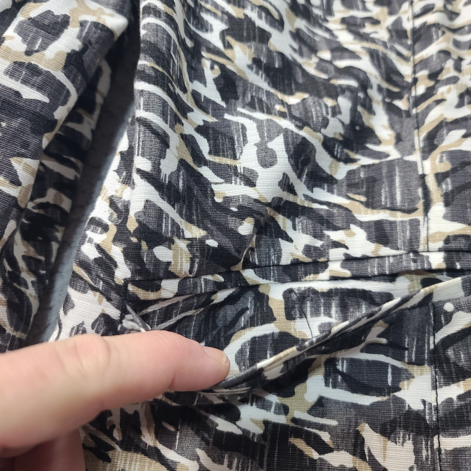 Chicos Womens LG 2 Open Front Jacket Blazer Abstract Animal Print Cotton Unlined