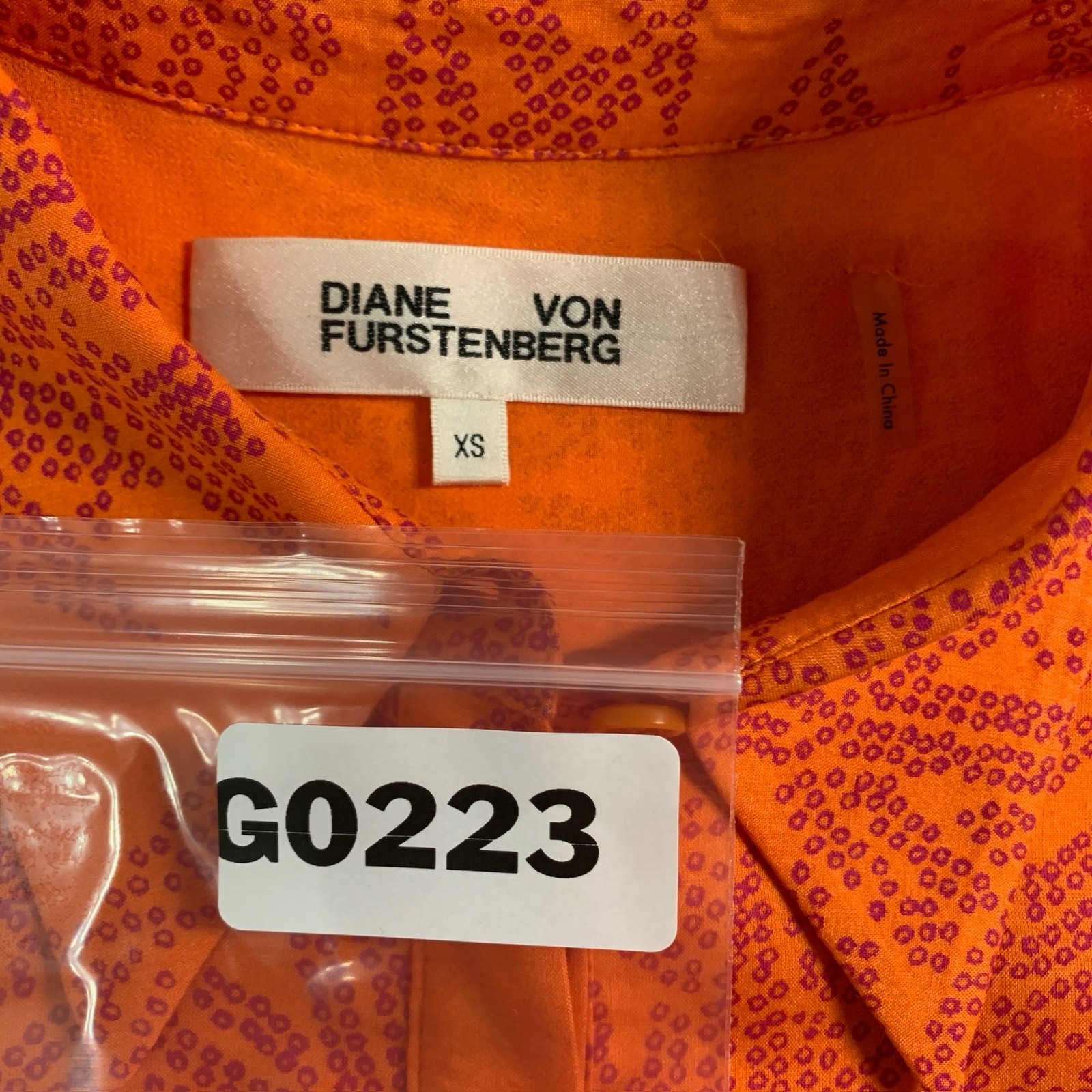 Diane von Furstenberg XS Orange Silk Midi Fit Flare Print Dress Sleeveless *flaw