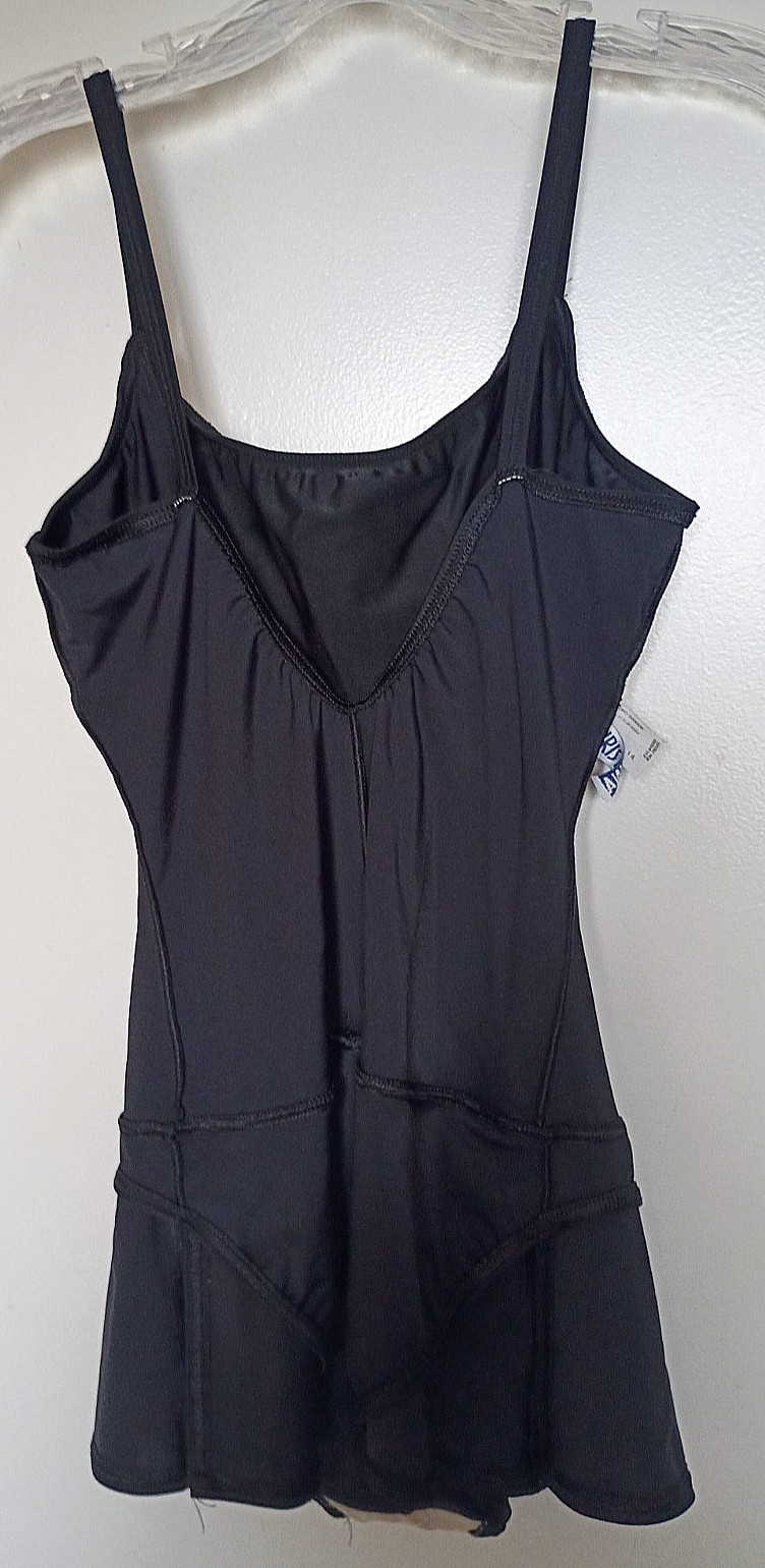 Christina 80% nylon, 20% spandex solid black skirted swimsuit Size 14