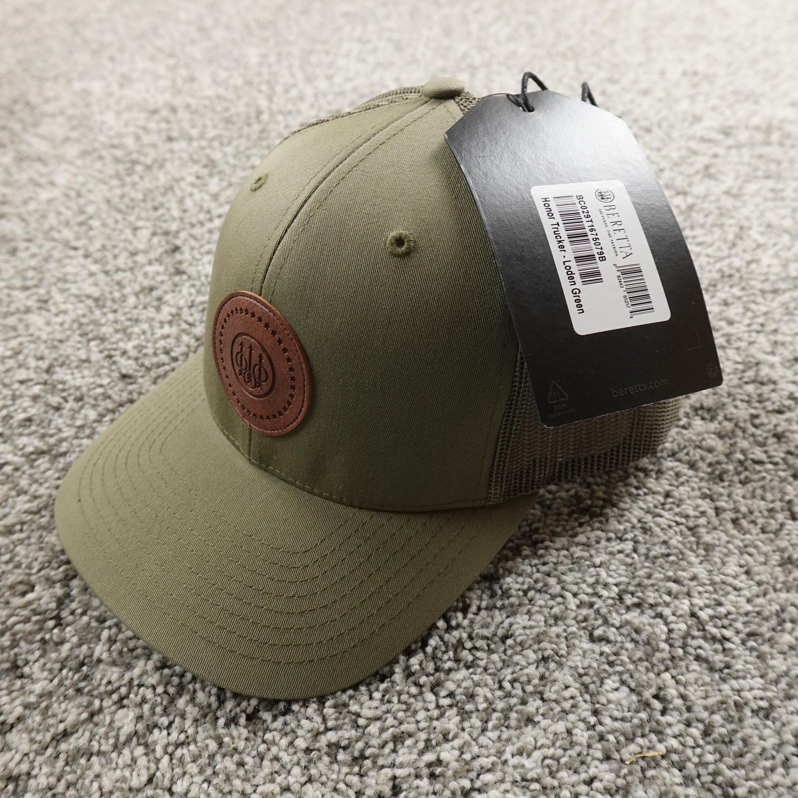 NEW Beretta Hat Cap Mens Green One Size Adjustable Snap Back Trucker Hunting