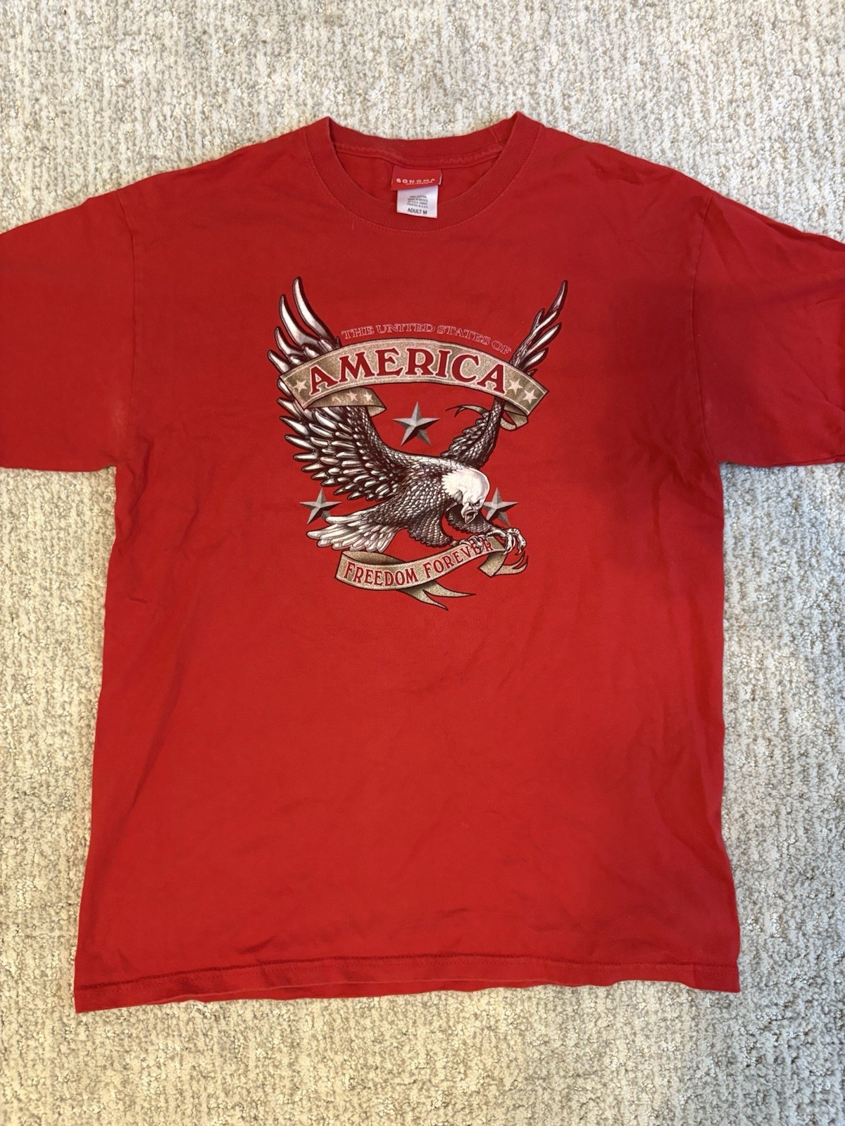 Red T-shirt America USA 4th Of July Eagle Patriotic Short Sleeve Tee Medium
