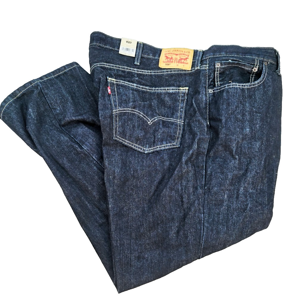 Levi’s 559 Jeans Men’s 50 x 30 Blue Dark Wash Relaxed Straight Denim Cotton New