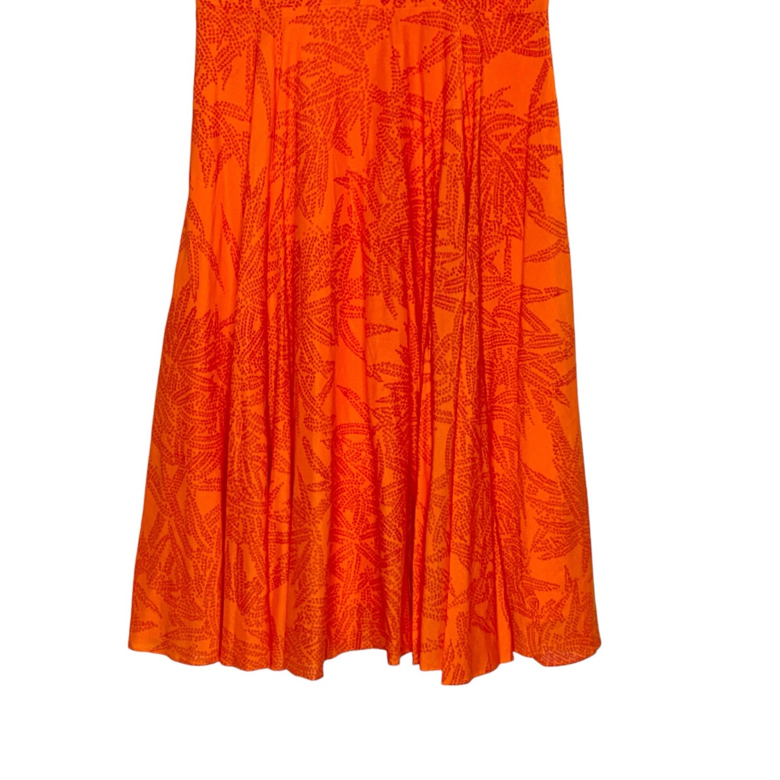 Diane von Furstenberg XS Orange Silk Midi Fit Flare Print Dress Sleeveless *flaw