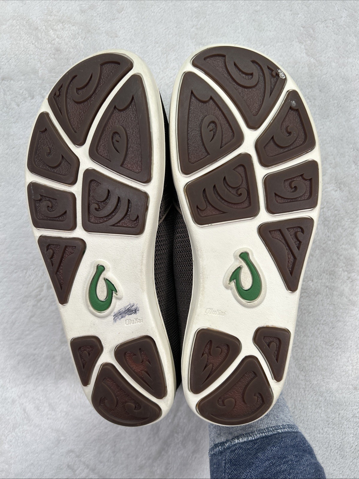 Olukai Mens Nohea Mesh Slip On Shoe Loafer Size 9 Brown Lime Green Drop Heel