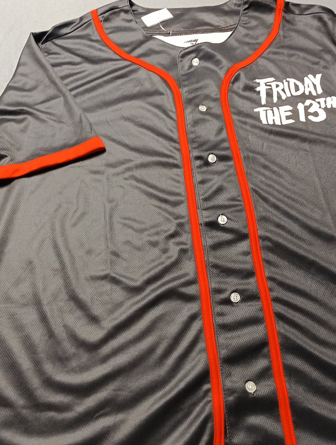 Friday the 13th Men Baseball Type Jersey Shirt Size 2X Black w/Red Trim NWT
