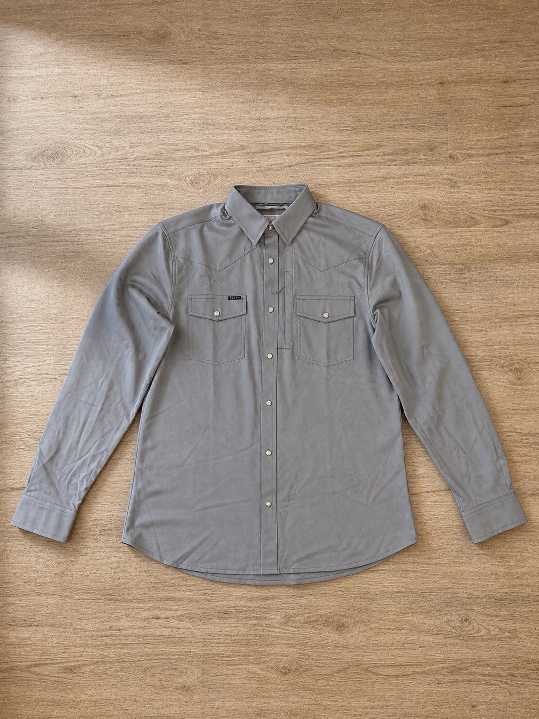 Poncho The San Saba Long Sleeve Shirt in Grey Men’s Size Large Slim Fit