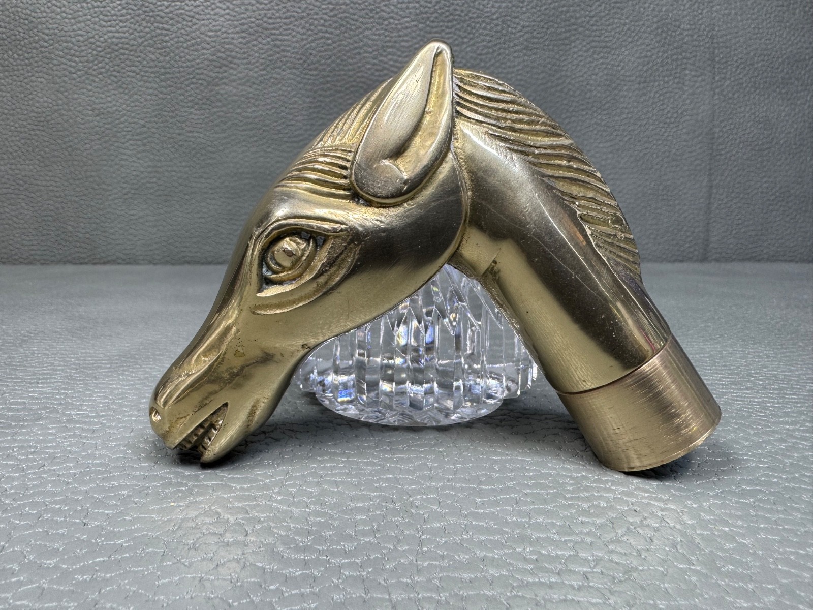 Vintage Solid Brass Horse Head Handle for Walking Stick or Cane Equestrian