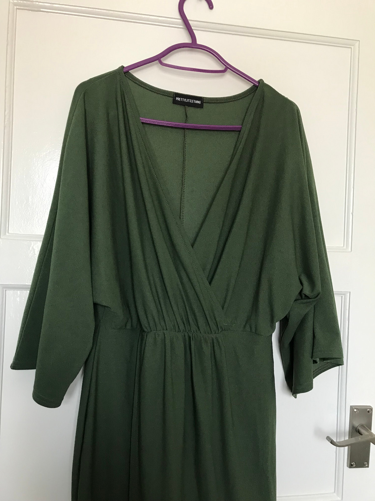 Pretty Little Thing Green 3/4 Wide Sleeve Tunic Dress UK Size 10 PLT