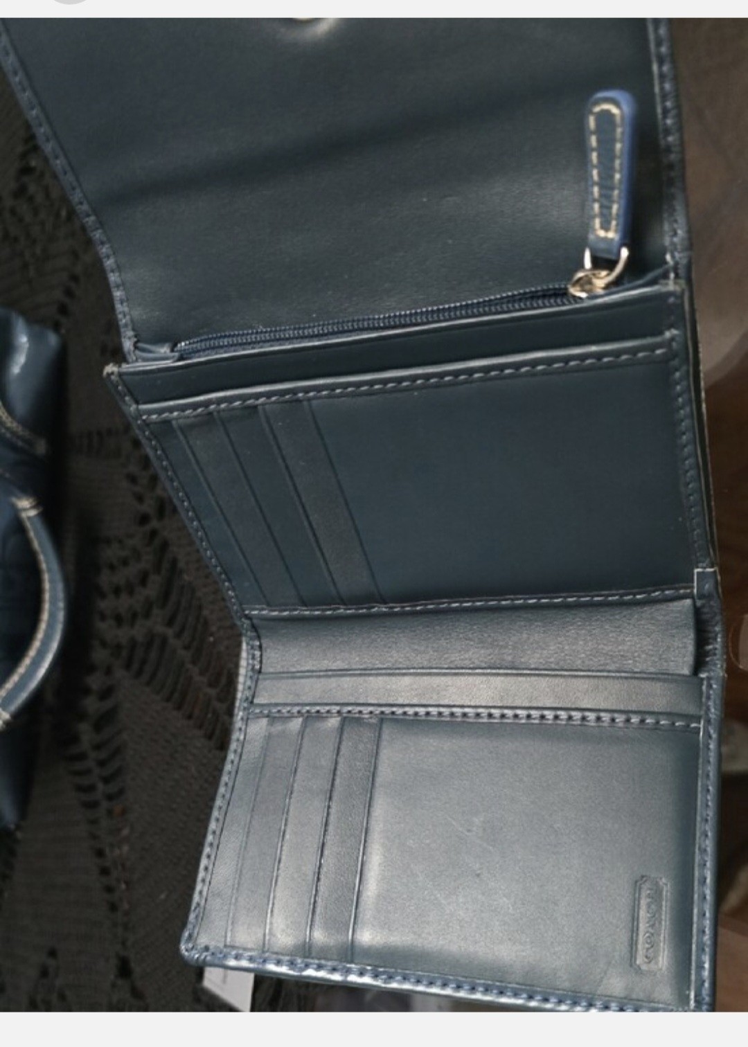 EUC Coach Blue Signature Tote Bag with Matching Wallet, Zip & Turn Lock, Pockets
