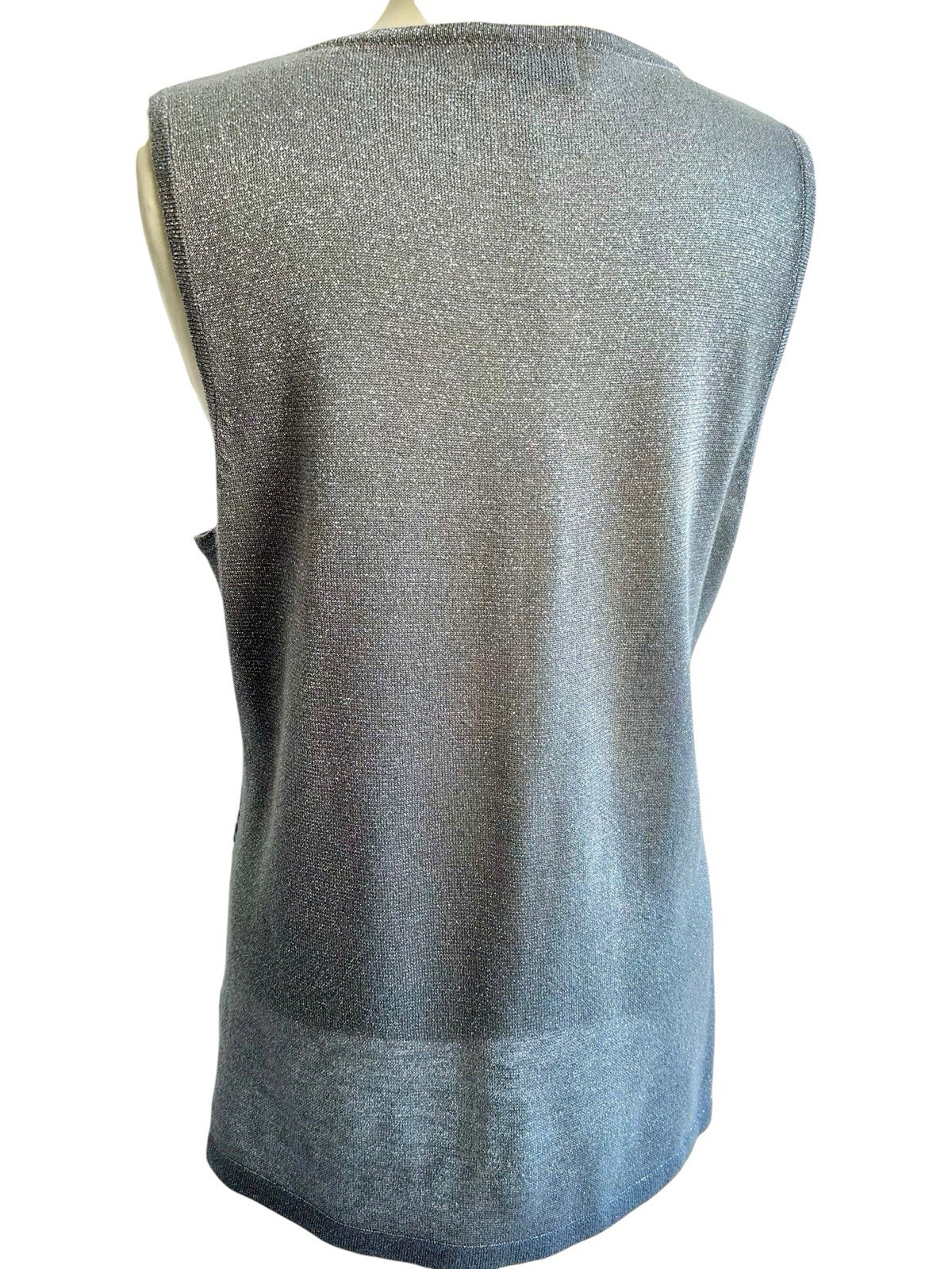 Caren Pfleger Tank Top Grey Size XL Sequin Classy Top Summer Fashion Top