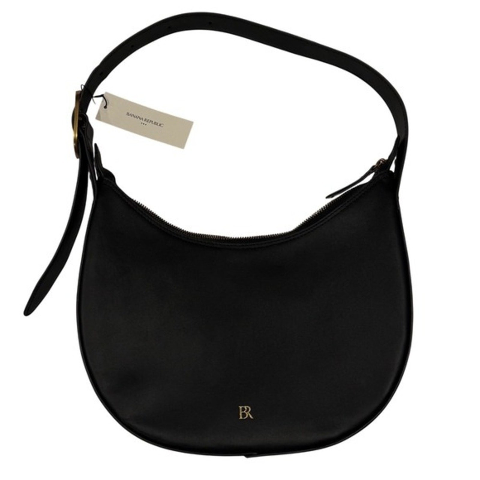 NWT Banana Republic Black Leather Half-Moon Shoulder Bag Purse