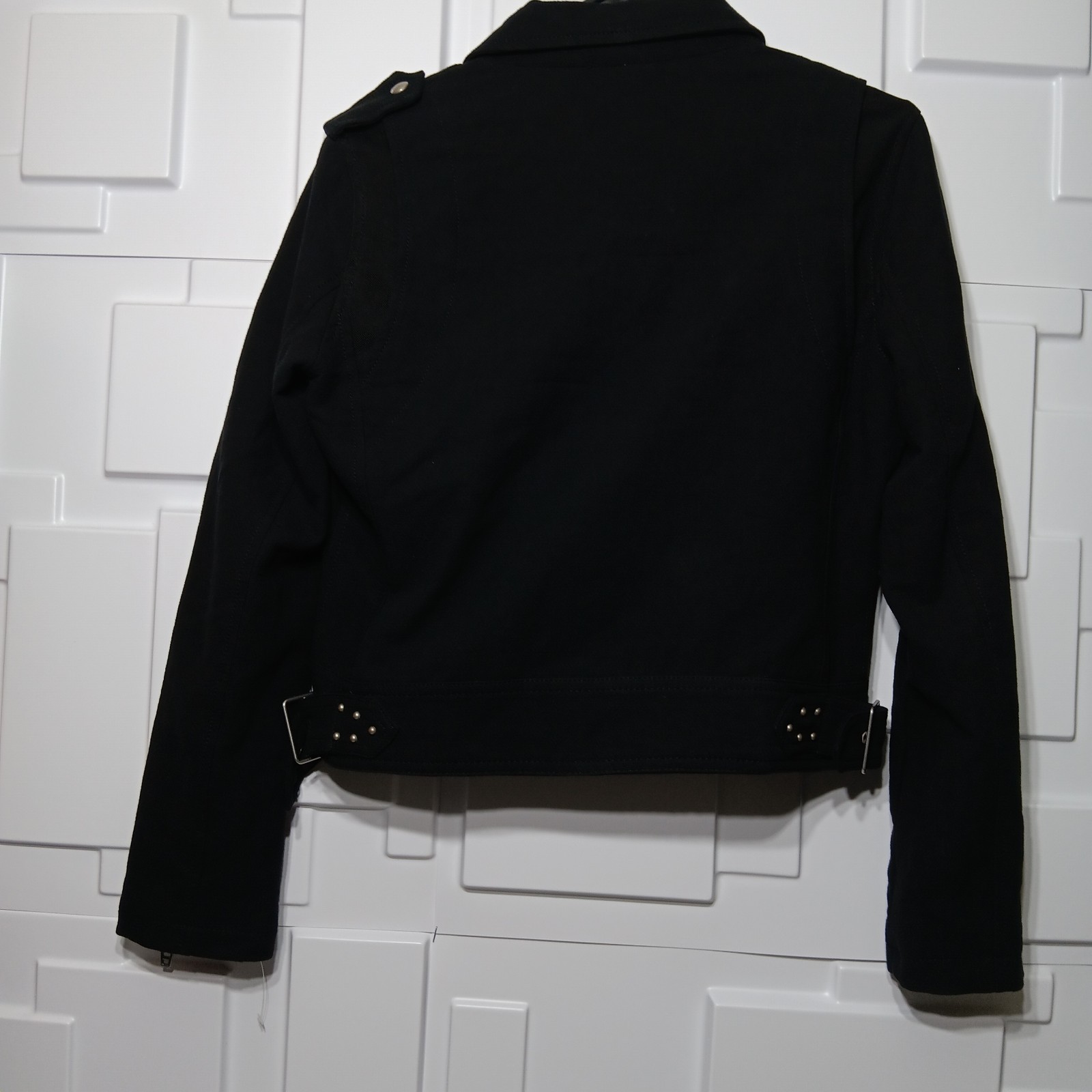 Blank NYC Crepe Moto Jacket Biker Zip Snap Adjust Belt Black Size S
