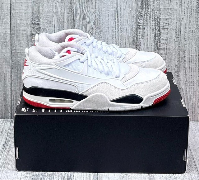 MENS AIR JORDAN 4 RM SHOES / SIZE 10.5 / WHITE-RED-BLACK / NEW