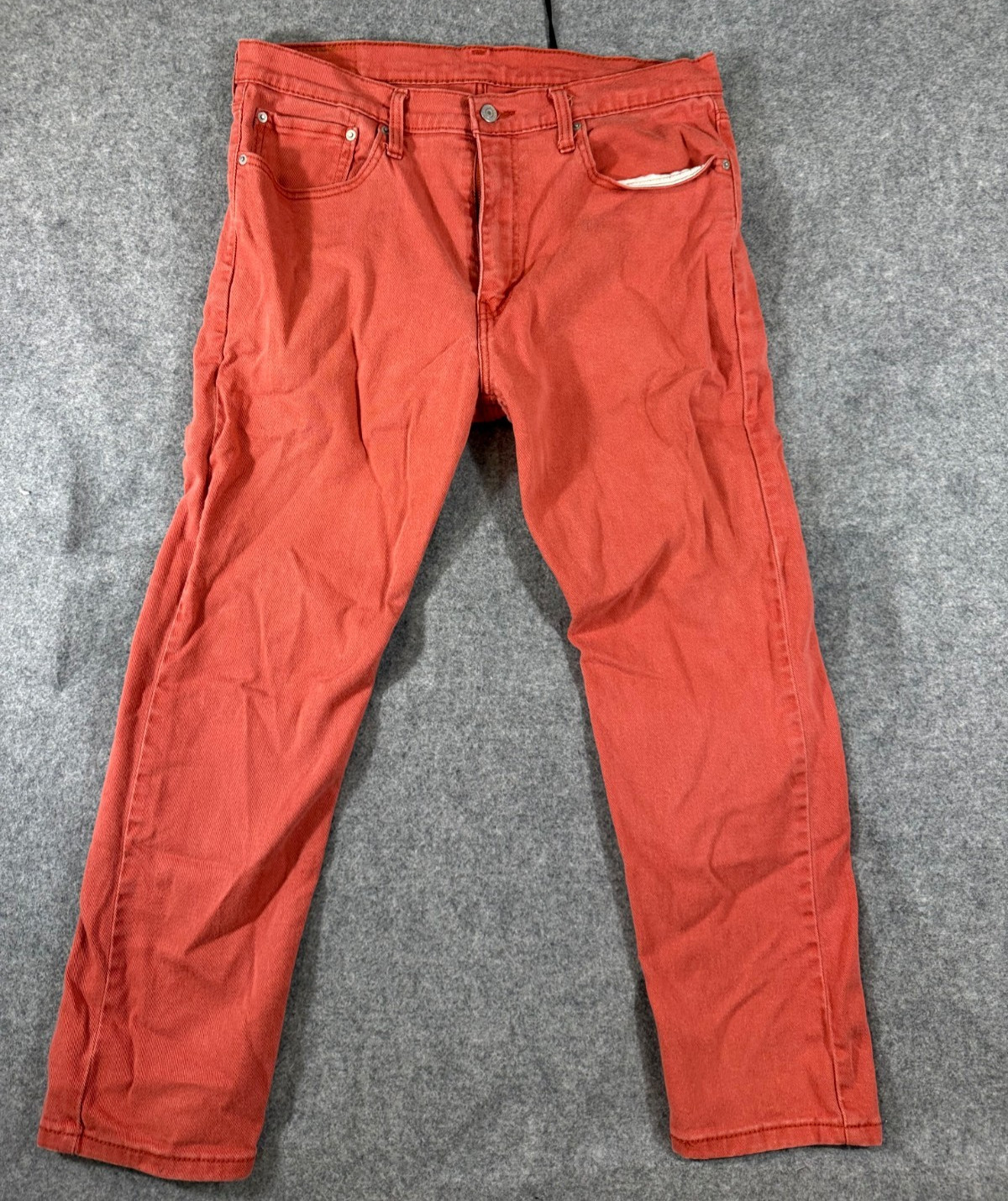 Levi’s 502 Jeans Mens 36×30 Vibrant Orange Stretch Straight Leg Regular Fit