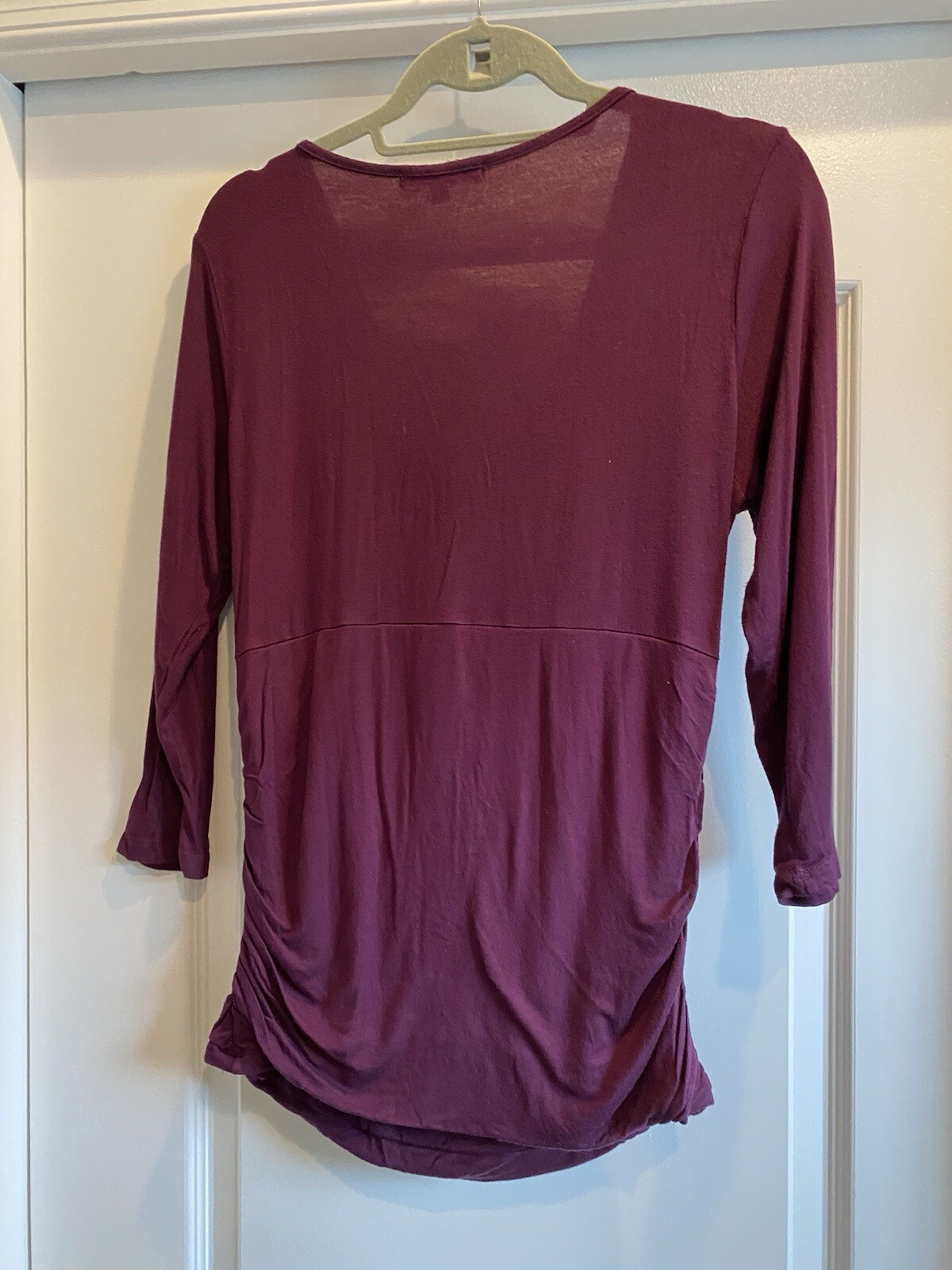 Green Envelope Top XL, Purple Magenta 3/4 Sleeves, Cowl 95% rayon 5% Spandex US