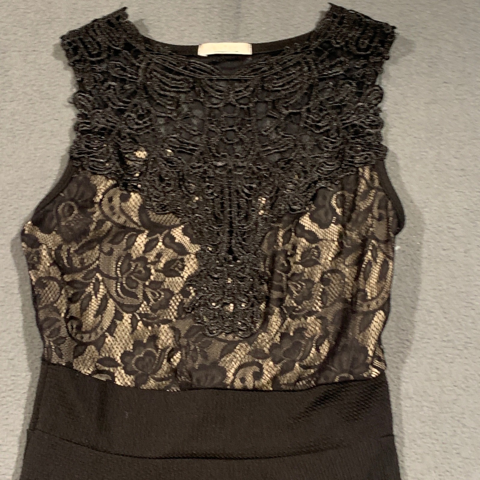 Entry Dress Womens Small Black Lace Crochet Mini LBD Fit and Flare