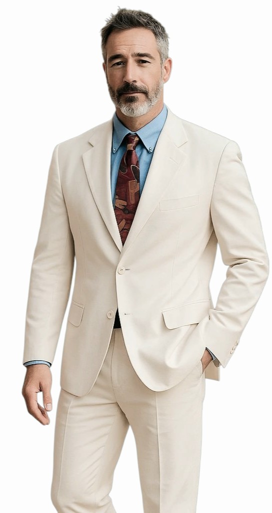 Vittorio St. Angelo White Suit Split Collar 2 Button 54R Pants 48×26 Formal NWT