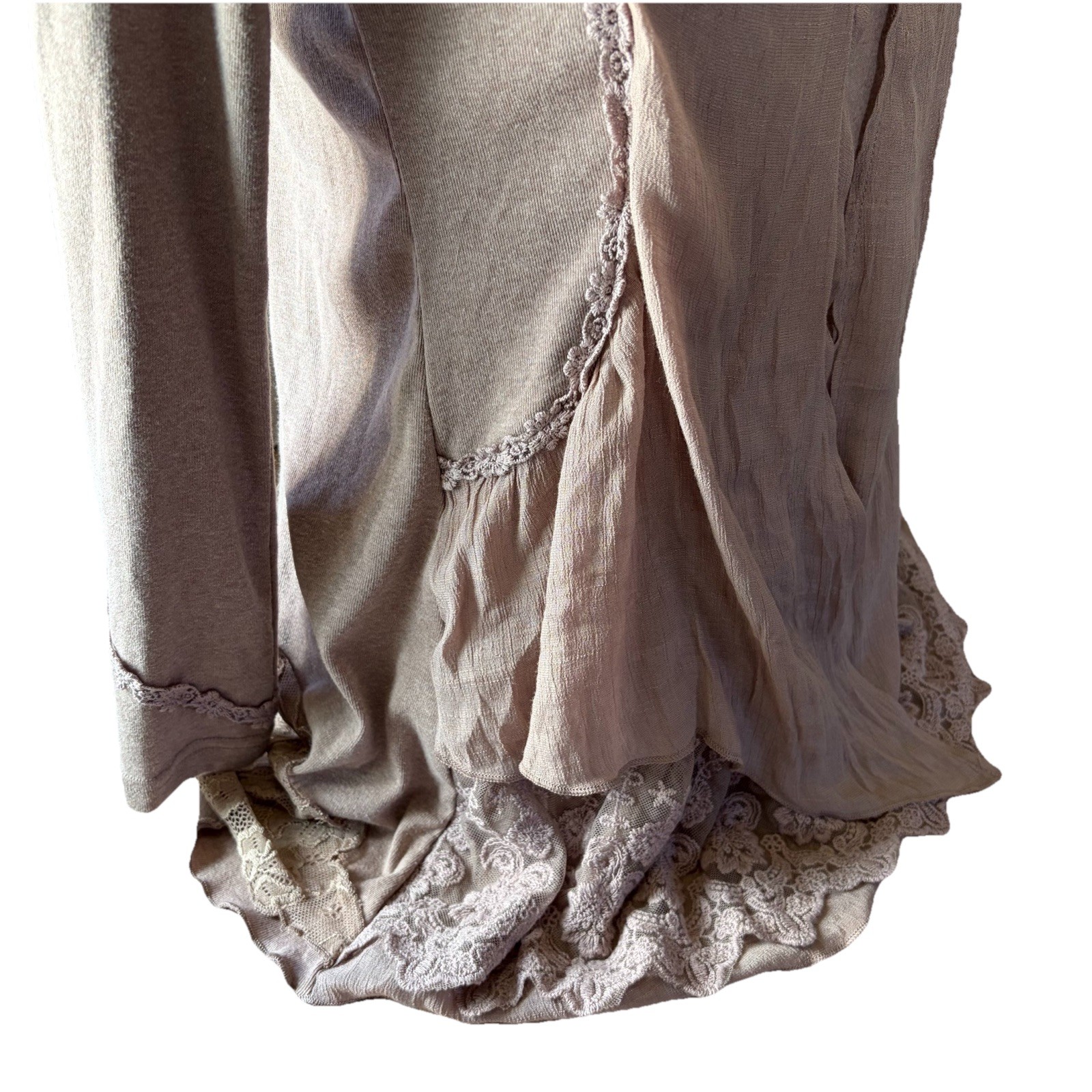 Pretty Angel Beige Fairy Whimsy Boho Lace Blouse Top Women Medium