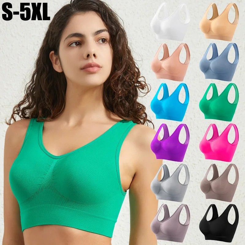 Sport Bras Seamless Wire-Free Light Support Tank Sports Yoga Sleep Bra 3 Pack US