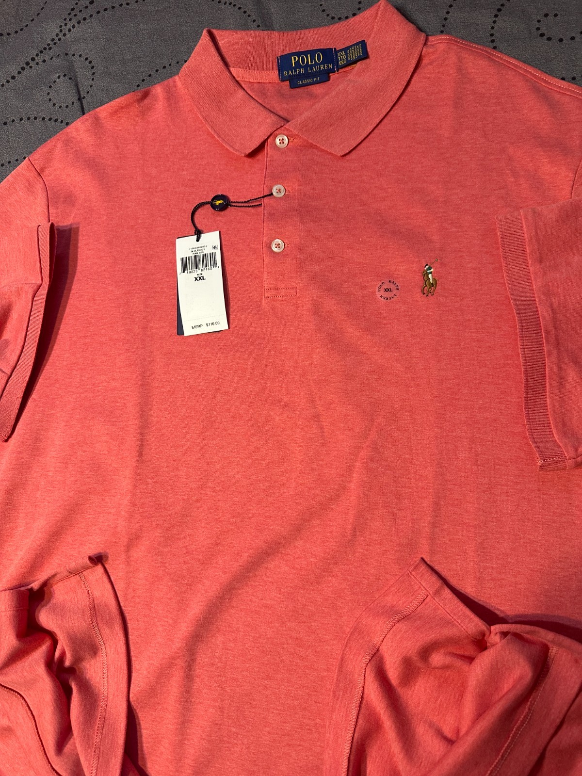 RALPH LAUREN CLASSIC FIT HEATHER PINK POLO SHIRT SIZE 3XB MEN NWT $125.00