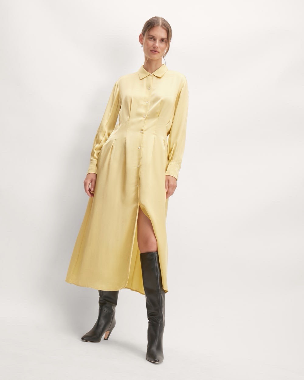 Everlane The Banana Boot Black Napa Leather Knee High Heeled Pointed Toe 7 NWB