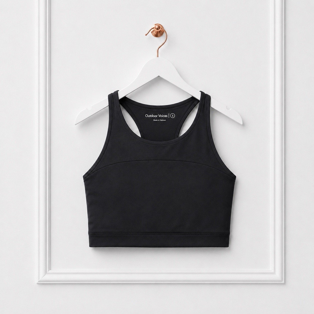 Outdoor Voices Womens Small Black Longline Sports Bra Racerback Workout Crop Top