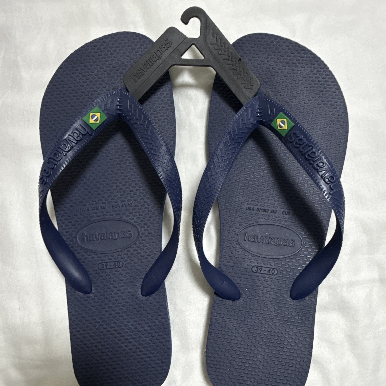Havaianas Men’s Blue Brazil Logo Flip Flop Sandals Slip-On US 39/40 BR