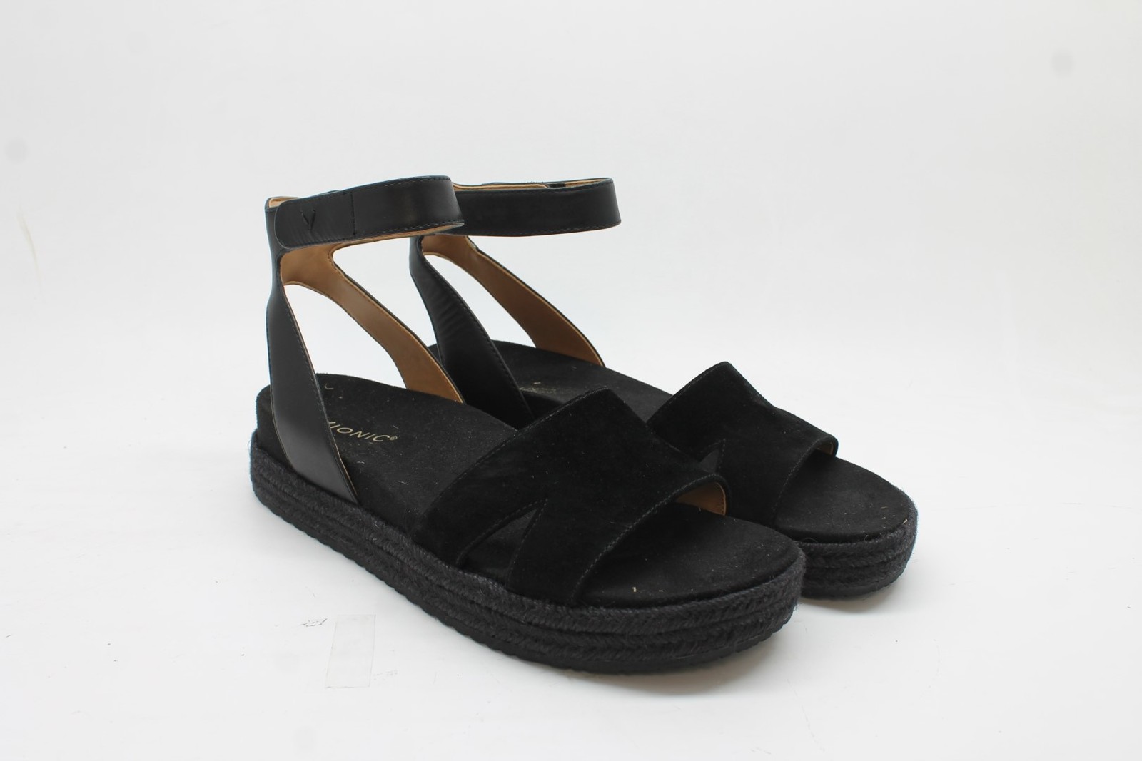 Vionic Women’s Yucca Black Ankle Wrap Platform Espadrille Sandals FS 11M