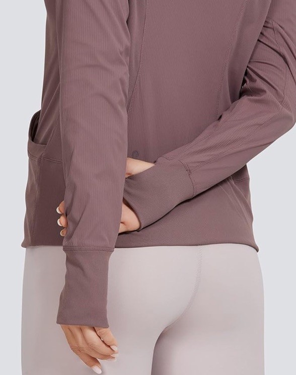 CRZ YOGA Women’s Lightweight Breathable Athletic Jacket, Small Mauve Hooded