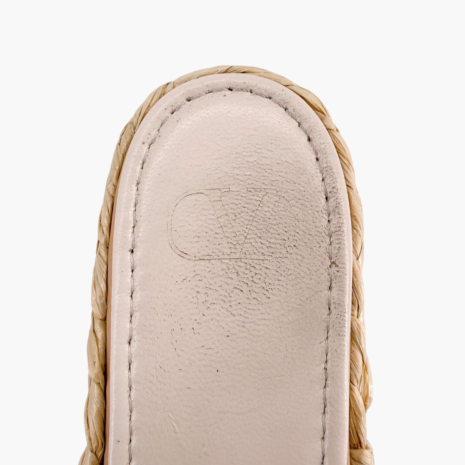 Valentino Vlogo Platform Espadrille Slide Sandals White Leather Size 40 US 10