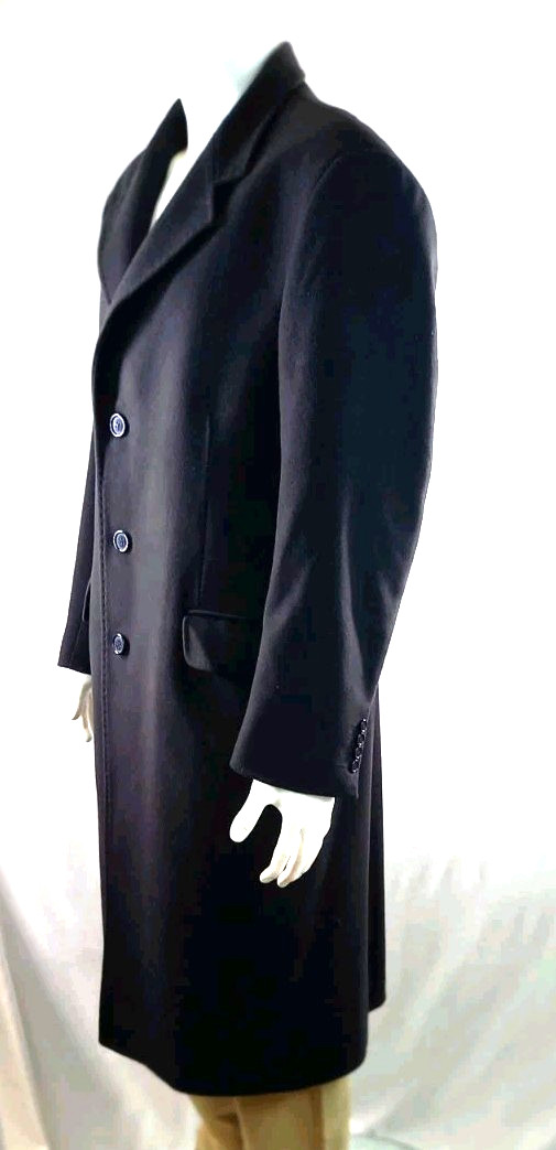 Sartoria Italiana Mens Coat Navy Wool Cashmere Mix Size 52R Smart