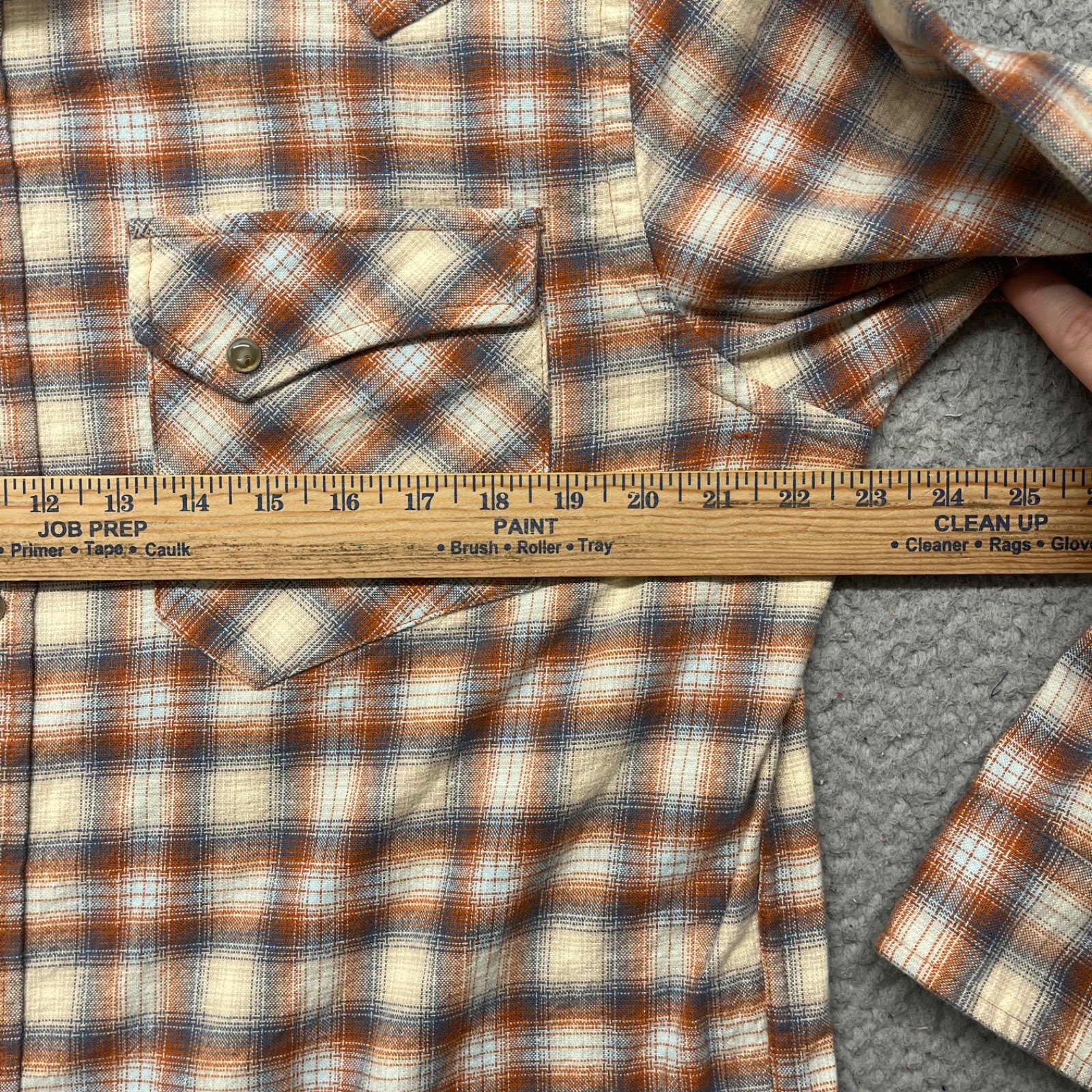 Pendleton Wyatt Shirt Mens L Orange Plaid Pearl Snap Flannel Western Classic