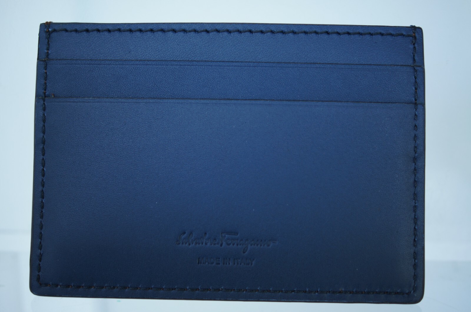 New Salvatore Ferragamo Men’s Wallet Credit Card Holder Brown Logo