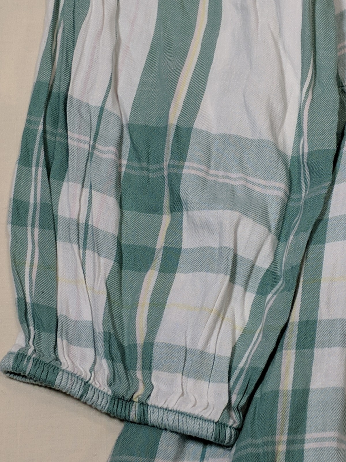 THERE ABOUTS Girl’s Green/White Plaid 1/2 Button L/S Flowy Blouse size 3XL NWT