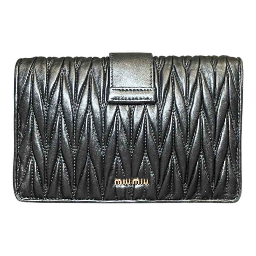 Miu Miu Matelasse Brown Leather Crystal Shoulder Bag 5BH095 Womens [0m