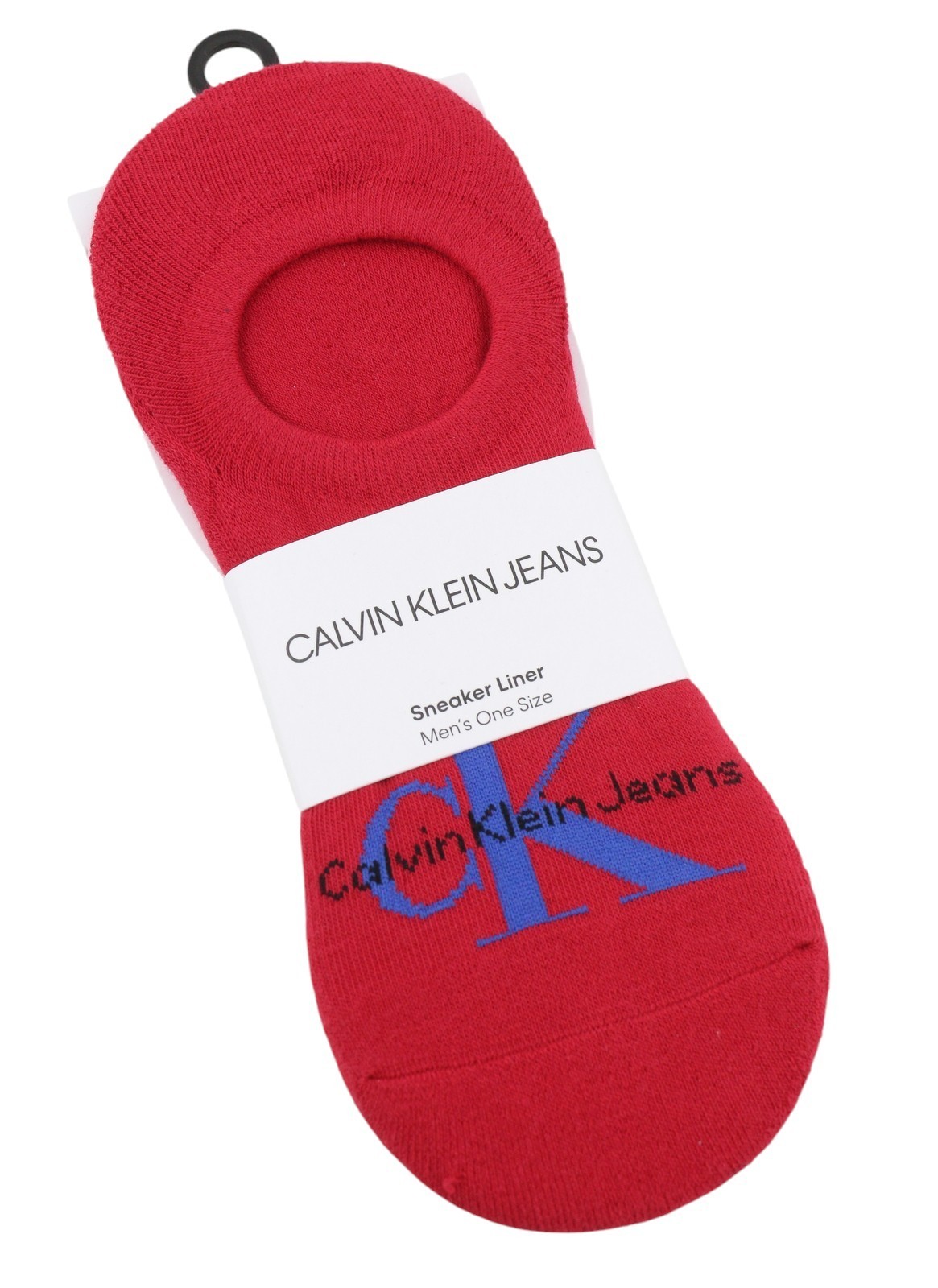 CALVIN KLEIN Sneaker Liner Men Socks EU40/46 Red Non-Slip Heel Logo Unisex *