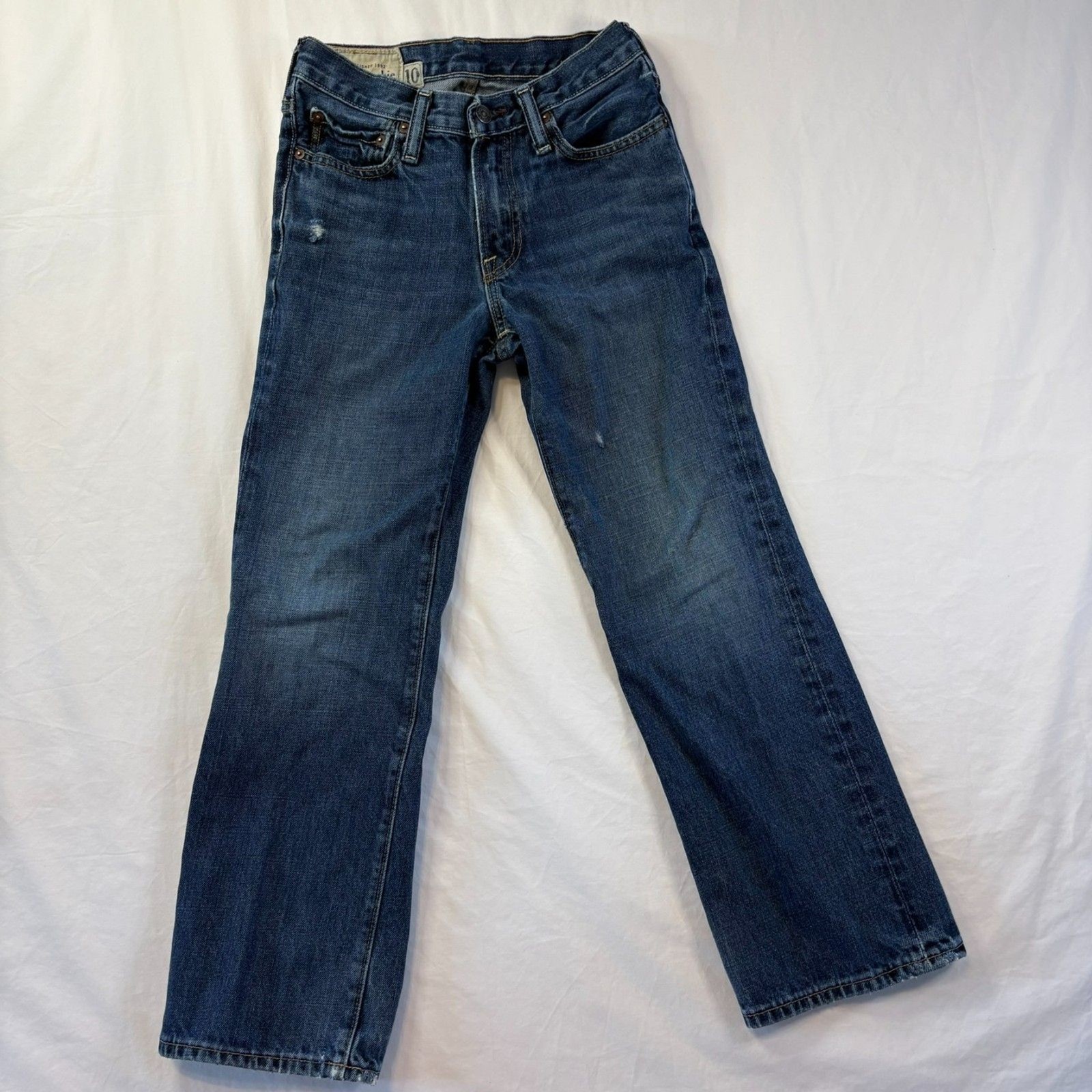 Vtg Abercrombie Kids Kilburn Low Rise Boot Cut Distressed Denim Jeans Sz 10 Reg