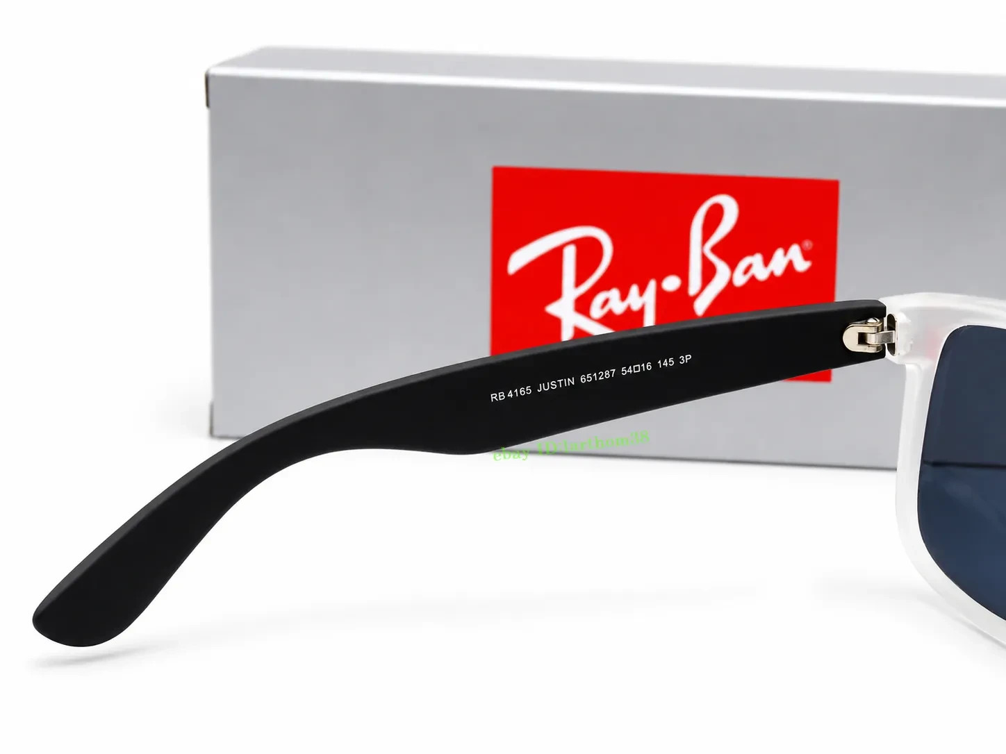 Ray-Ban RB4165 Justin Polarized Square Sunglasses Grey Matte Transparent 54mm 3P