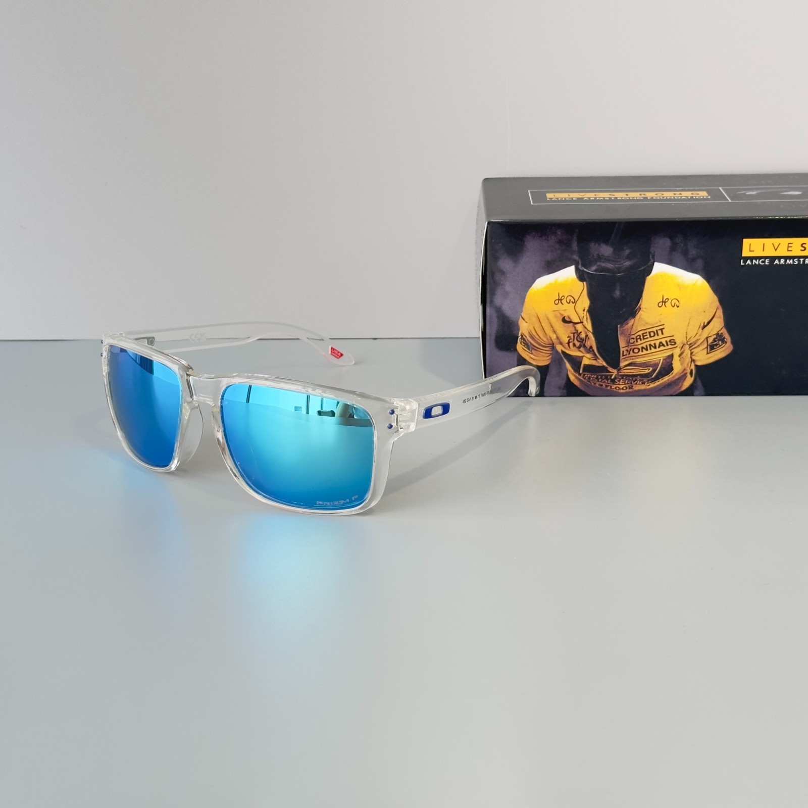 Oakley Holbrook XXL OO9487 Sunglasses Crystal Clear Frame Blue Lenses Unisex
