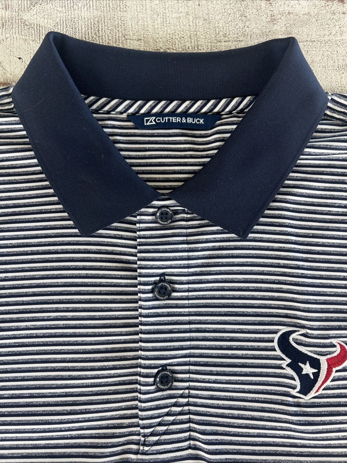 Cutter & Buck Houston Texans STM Navy And White Striped Polo Men’s Large