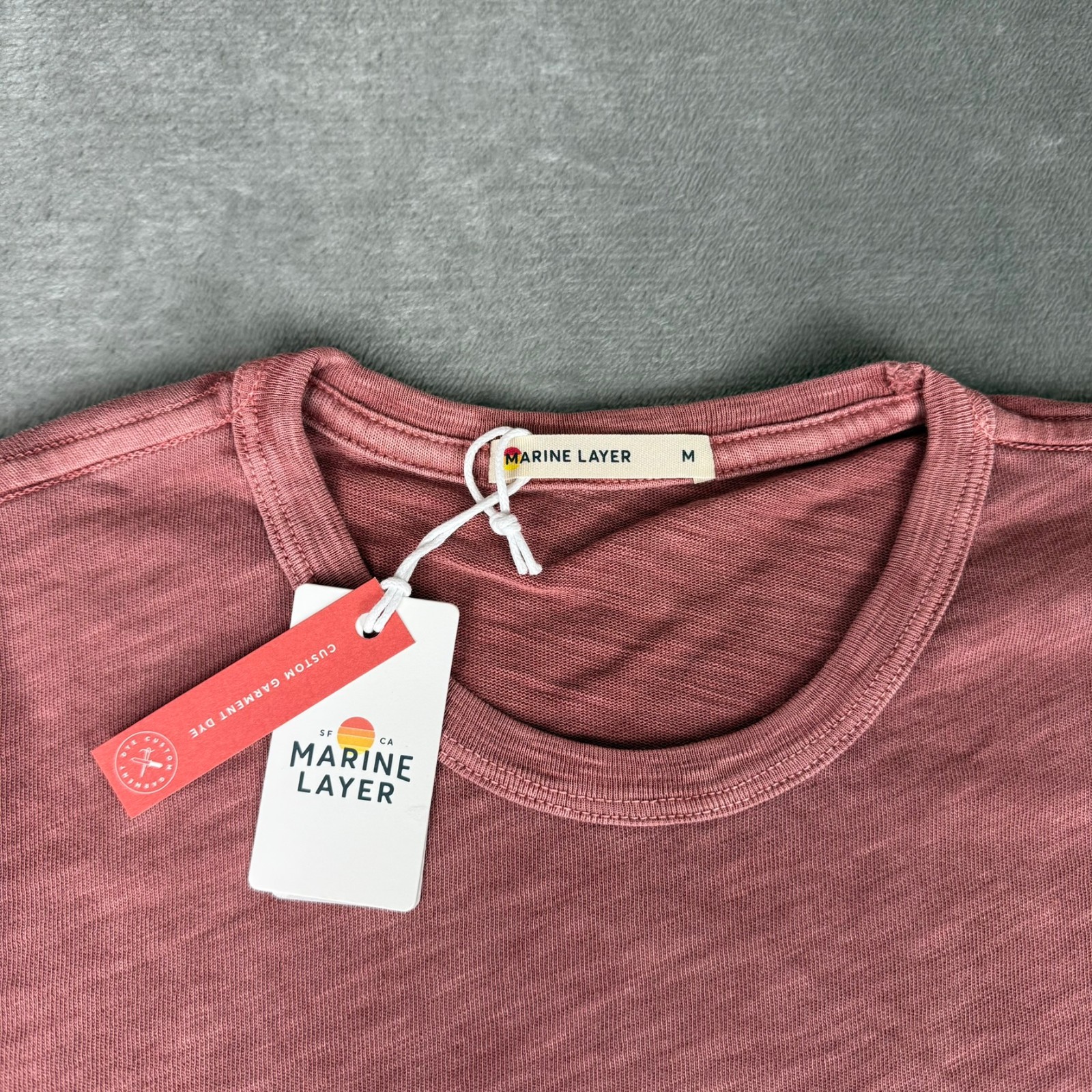 Marine Layer Vintage Heavy Slub Pocket Tee Mens Medium Marsala Red Soft $54 NWT