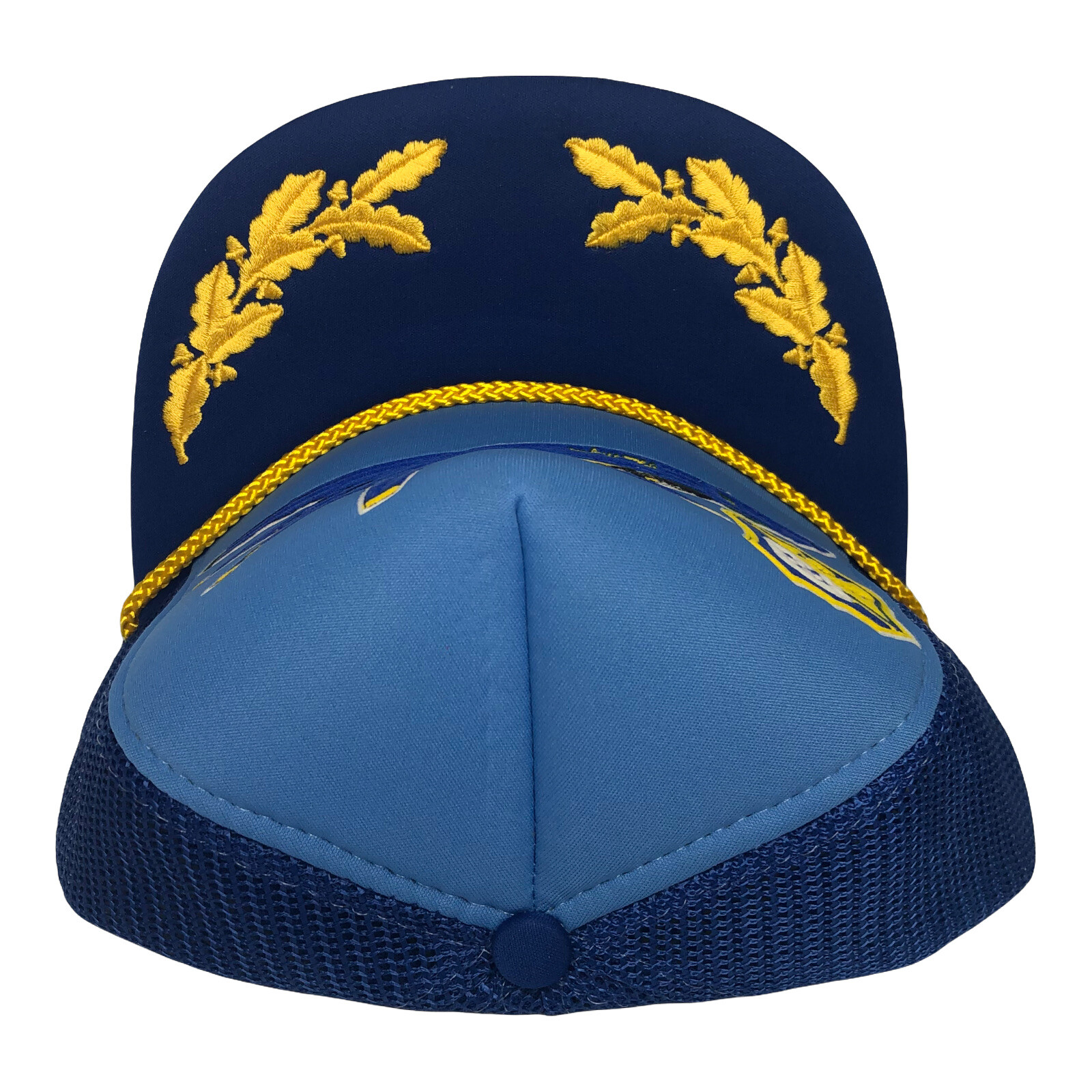 Vintage US Navy Blue Angels Trucker Hat Snapback Mesh Scrambled Eggs F-18 NOS