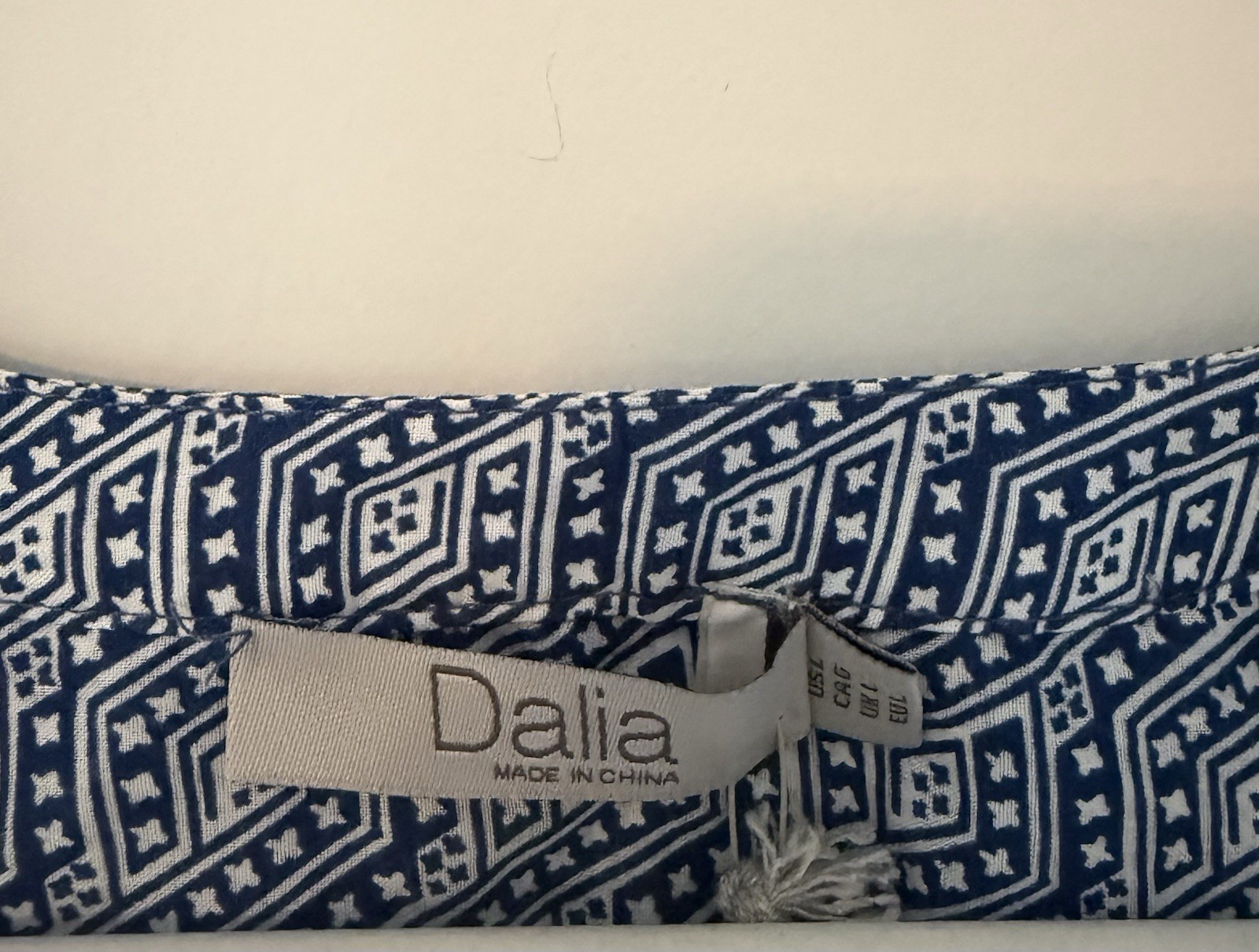 Dalia 100 % Cotton Blue And White Tunic With Sequined Neck And Cuffs L