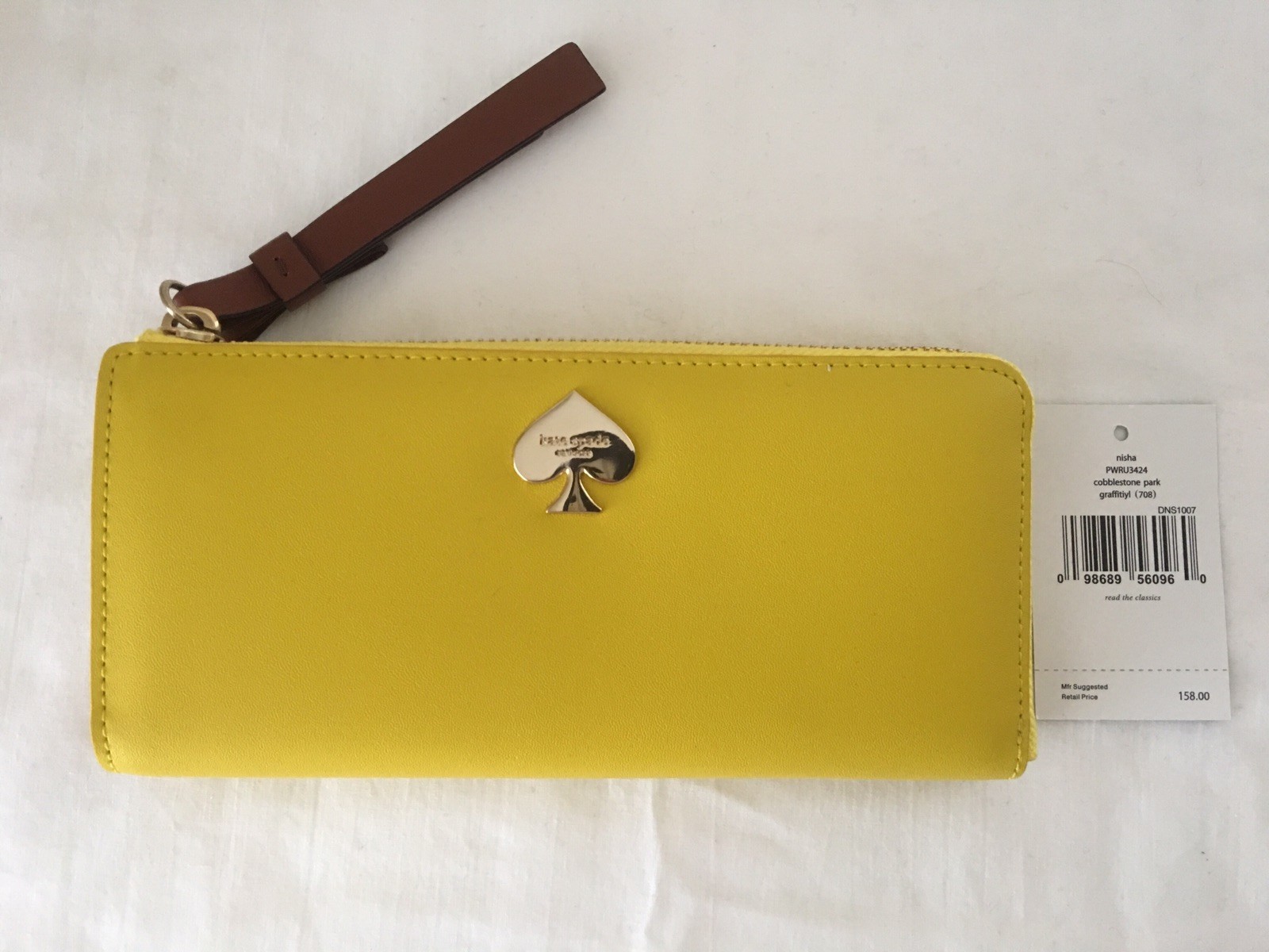NWT Kate Spade Nisha Cobblestone Park Zip Around Wallet, Graffitiyl (708)/Yellow